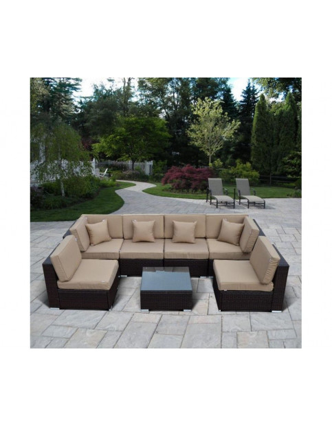 Плетеный модульный диван YR822BB AFM Brown-Brown