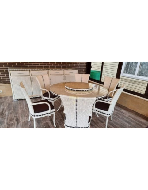 Обеденный комплект из искусственного ротанга Аура “Aura” white cream 160 + 6 SN Обеденный комплект из искусственного ротанга Аура “Aura” white cream 160 + 6 SN