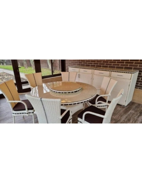 Обеденный комплект из искусственного ротанга Аура “Aura” white cream 160 + 6 SN Обеденный комплект из искусственного ротанга Аура “Aura” white cream 160 + 6 SN