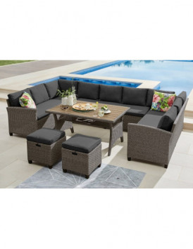 Комплект плетеной мебели AFM-370A Dark Grey диван 175*292*175