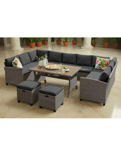 Комплект плетеной мебели AFM-370A Dark Grey диван 175*292*175