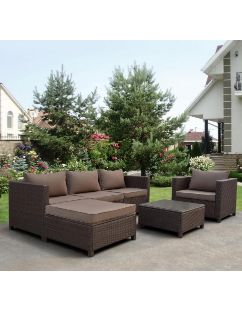 Комплект плетеной мебели YR821A Brown/Beige AFM диван 137*205