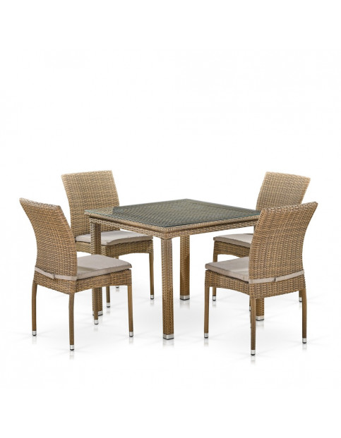 Комплект плетеной мебели T257B/Y380B-W65 Light Brown (4+1) AFM 