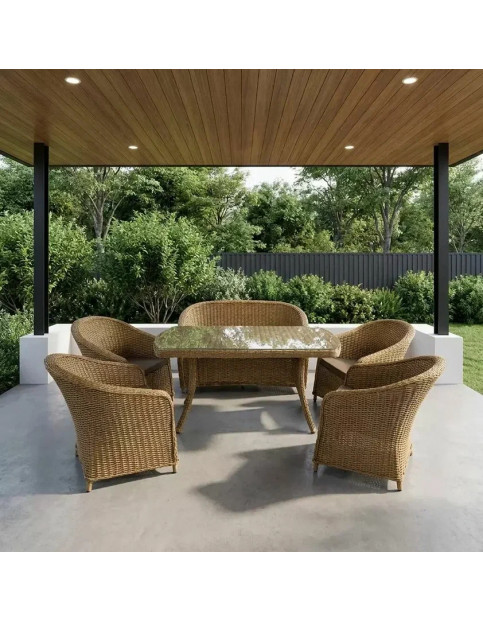 Обеденный комплект с диваном из ротанга Примо диннер ML Обеденный комплект с диваном из ротанга Примо диннер ML