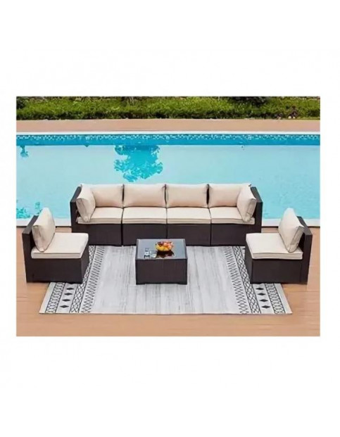 Комплект плетеной мебели YR822Br Brown-Beige AFM (подушка бежевая)