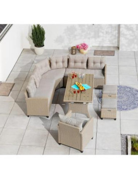 Комплект плетеной мебели AFM-373B Beige Диван 215*215
