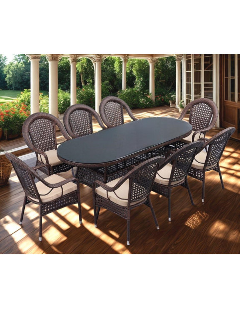 Обеденная группа из искусственного ротанга Ницца-8 Шоколад MR 3313