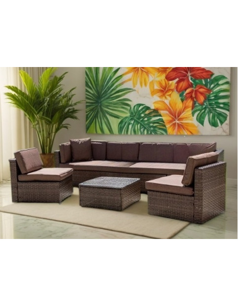 Плетеный модульный диван YR822BB AFM Brown-Brown